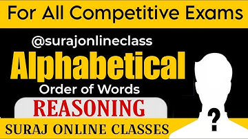 Alphabetical Order of Words ll  Chapter 5 ll Reasoning Class ll Suraj Online Classes ll
