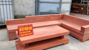 Bộ Sofa góc L nguyên khối gỗ hương đỏ  - Hàng đặt của A. Thống Nam Định. LH 0936278212