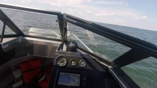 Rough water boat driving going into steerling state park july 15 2017