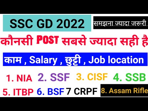SSC GD 2022 में NIA , SSF , CISF , SSB , ITBP , BSF , CRPF , Assam Rifle में कौनसी ज्यादा सही है