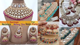 latest necklace design 2023 | designer partywear necklace earring with maang tikka design fashion