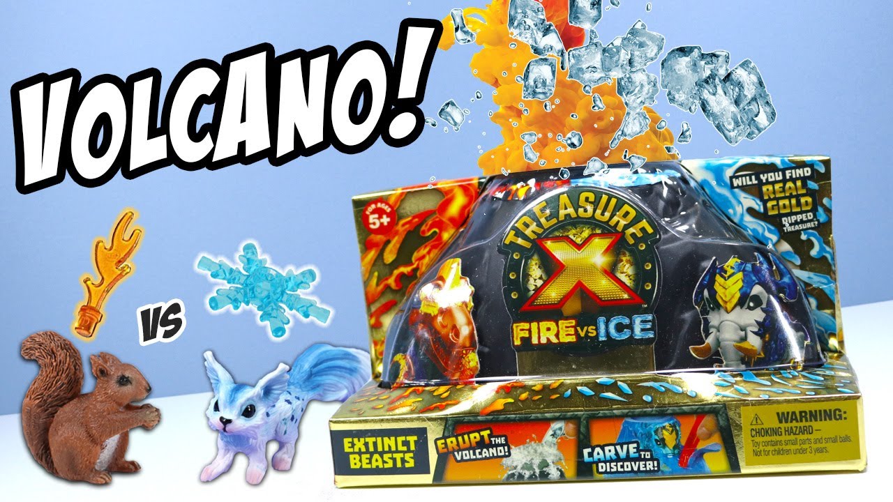 Details about   Treasure X Fire vs Ice Real Gold Dipped Treasure Extinct Beasts Volcano Dinosaur 
