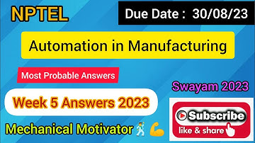 Automation in Manufacturing | Week 5 Quiz | Assignment 5 Solution | NPTEL | SWAYAM 2023