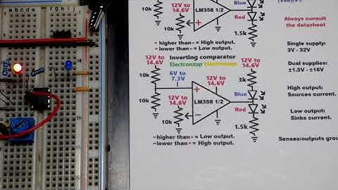Op Amp 12V to 14V6 Inverting Comparator Circuit LM358