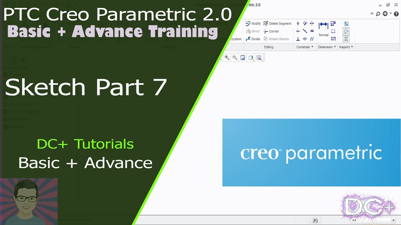 PTC Creo Parametric 2.0 Training -Sketch Part 7 - DC+ Tutorials (Basic ...