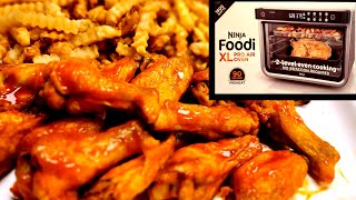 Air Fryer HOT WINGS + FRIES Ninja Foodi XL PRO AirFryer Oven Frank's Buffalo Wing Sauce