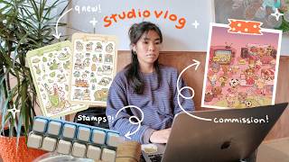 major prep for the summer shop update & a big commission! 🌱 cozy productive artist diaries