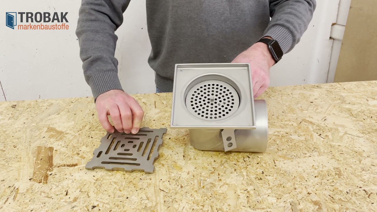 Edelstahl Hofablauf 15 x 15cm Ablauf 110 waagerecht 4251615399225 Trobak