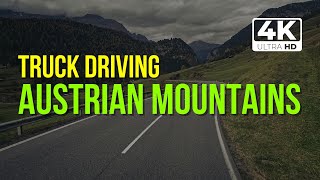 Truck Driving, Cabin View, Austrian Mountains, Trucking through Scenic Views and Serene Landscapes