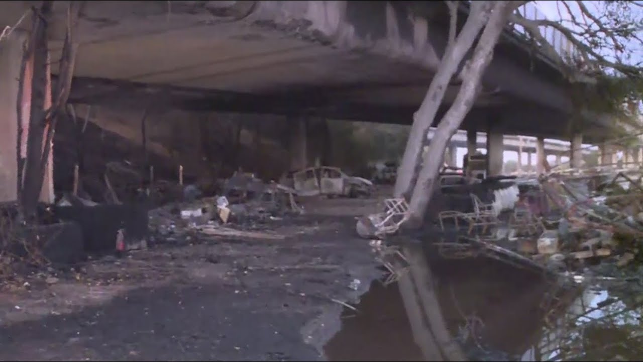 Large Homeless Encampment Catches Fire Along Roseville Road And I80