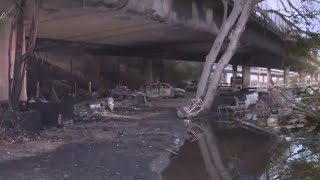 Large Homeless Encampment Catches Fire Along Roseville Road And I-80