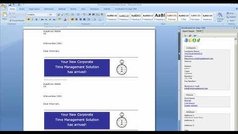 Accelerator for Sage CRM Mail Merge CRM Data in Word