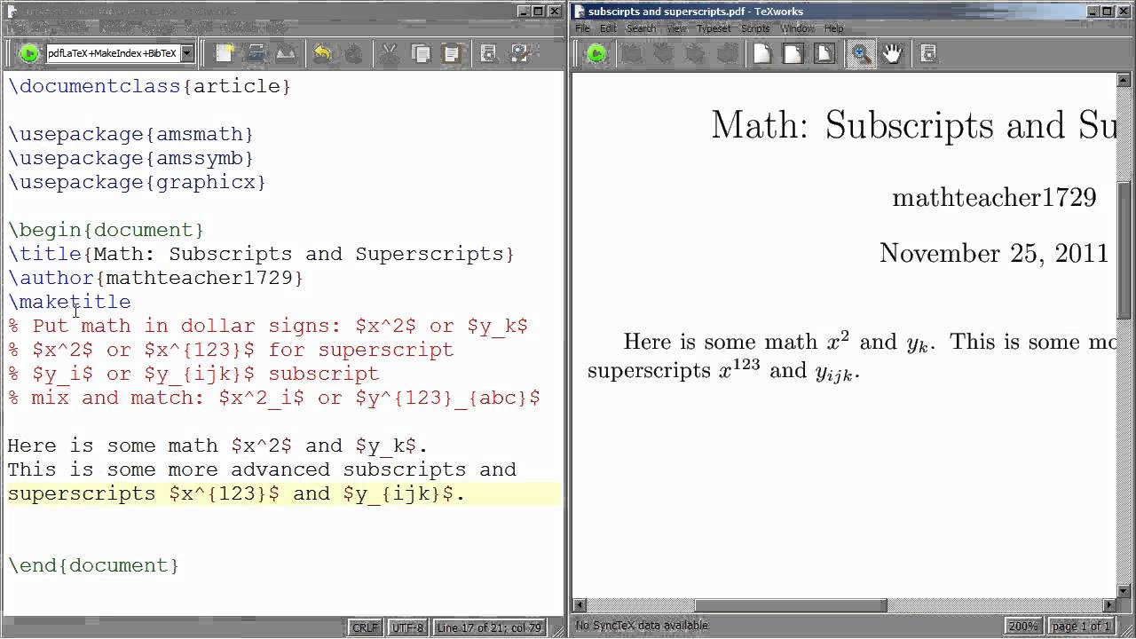 LaTeX Tutorial 20 Subscripts and Superscripts