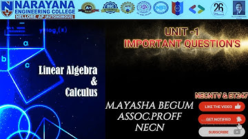 Maths - Linear Algebra & Calculus - M1- JNTUA - R23 - Syllabus -  Matrices Topic by M. Ayasha Begum