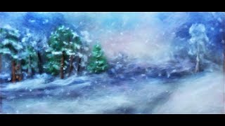 Зимний пейзаж. Шерстяная акварель  / Winter landscape. Woolen watercolor. Wool painting