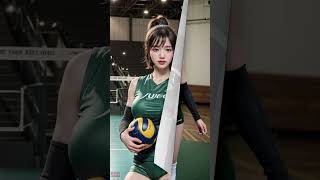 AI Beauty Lookbook | Volleyball Player in an All-Green Uniform 2K