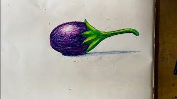 How to draw Nature drawing brinjal with oil pastels step by step.