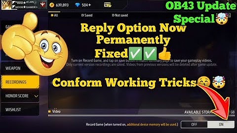 Current device doesn,t support this feature problem solve || free fire replay option not on problem