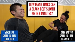 How Many Times Can A Black Belt Submit Me In 8 Minutes? BLUE BELT vs. BLACK BELT by LifeWithVinceLuu 1,628 views 2 years ago 1 minute, 9 seconds