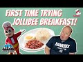 FIRST TIME Trying Jollibee BREAKFAST! Review of Filipino Breakfast Items from Jollibee!