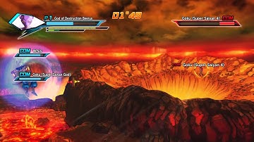 DRAGON BALL XENOVERSE beerus, whis, and goku ssgod vs omega shenron, goku ssj4, and vegeta ssj4