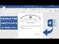 How to Create Character Certificate in Ms word 2019 || How to make Character certificate in word