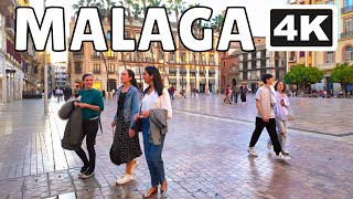 Malaga Walk - From Train Station to City Center | Relaxing Walking Tour [4K HD 60FPS] Spain