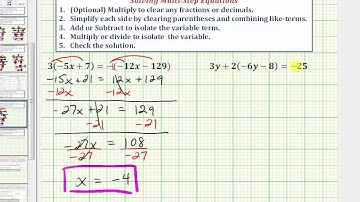 Ex2A : Solve Multi-Step Linear Equations in One Variable