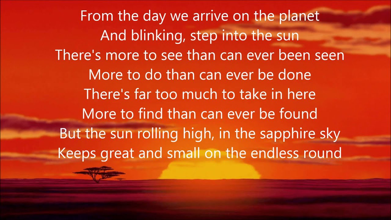 Circle Of Life W Lyrics From Disney S The Lion King Youtube