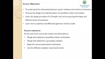 Introduction to compiler design and system software course