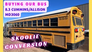 WE BOUGHT A BUS! (THE HOLY GRAIL 8.3 CUMMINS/MD3060) AND GOT STUCK | SKOOLIE CONVERSION