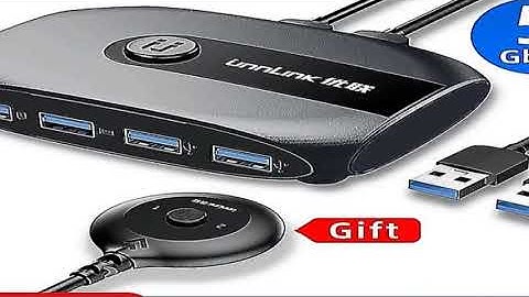 Unnlink USB KVM Switch Adapter USB 3.0 Switcher 2 Input 4 Output USB Switch Printer Sharer for