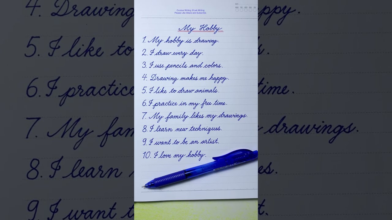 Cursive Writing Practice 10 Simple Sentences Essay About My Teacher Handwriting