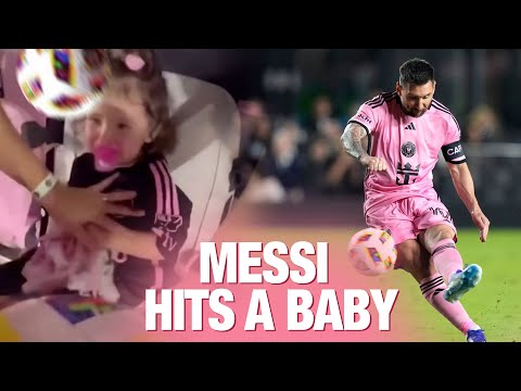 Messi's Missed free-kick Accidentally hits a baby