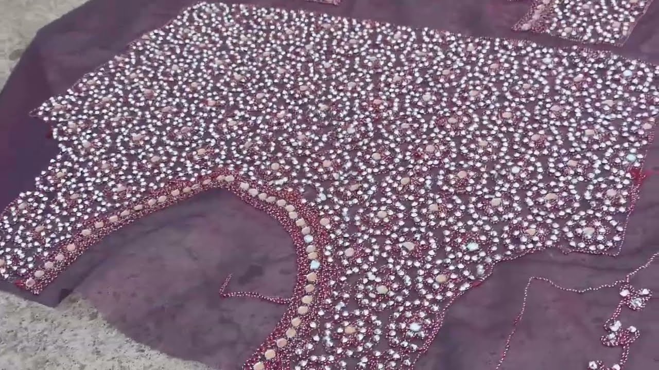 Day72 पल्ला for new design u gala with stone work #viralvlog #youtube 