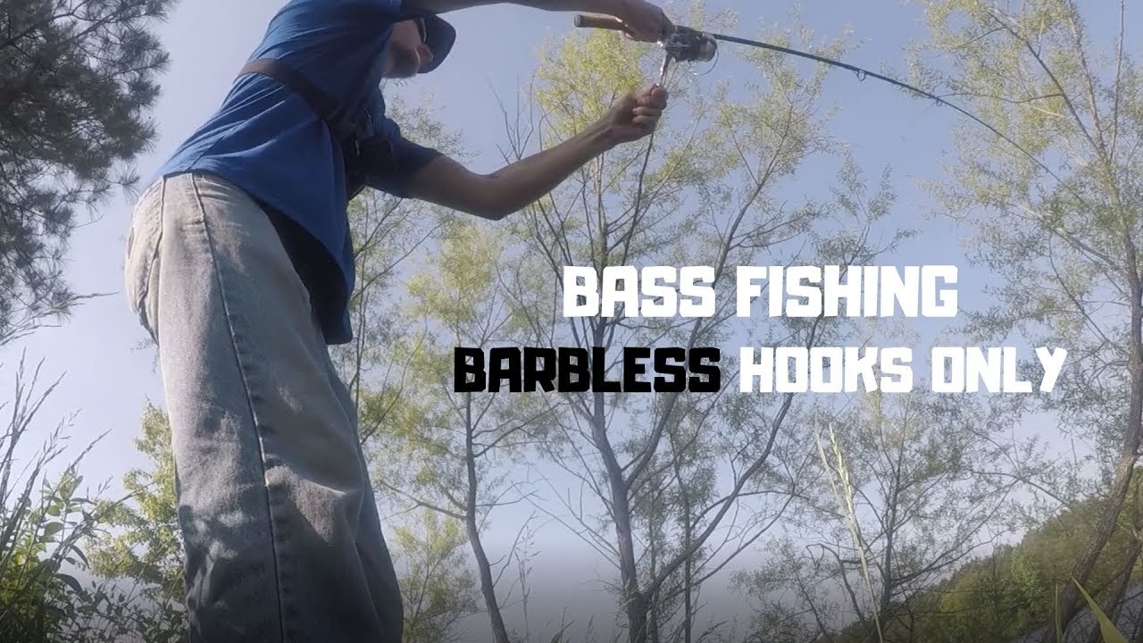 BASS FISHING WITH BARBLESS HOOKS ONLY!!!(SUPER CLEAR WATER) 