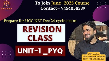 Part -1_Unit-Wise Revision (Unit-1) || UGC NET-Social Work || C.P. Yadav
