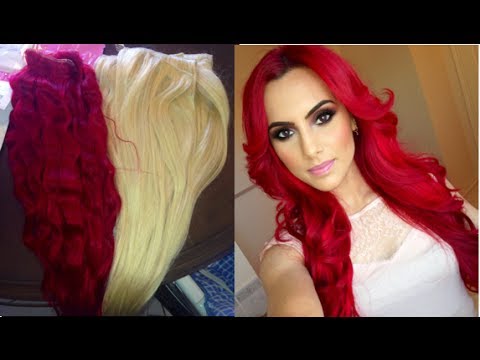 How to: dye hair extensions to match your hair (BRIGHT red) - YouTube