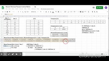 LINEST Moore Penrose Pseudo Inverse Matrix