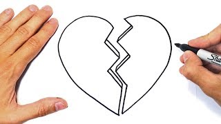 How to draw a Broken Heart Step by Step | Love Drawings Tutorials