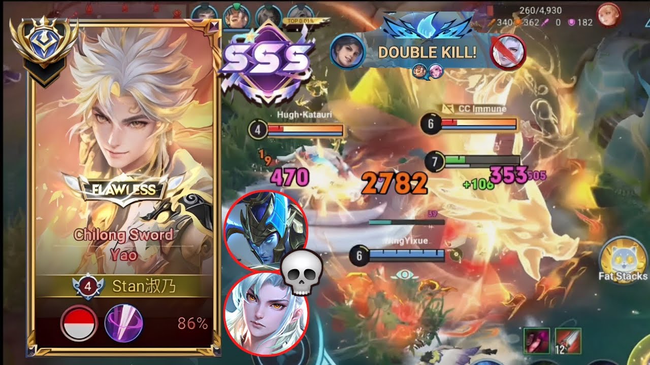 YAO TRIPLE S VS PRO MUSASHI & AO'YIN IN NEW SEASON 13 WITH THE BEST SKIN AND BUILD | HONOR OF KINGS