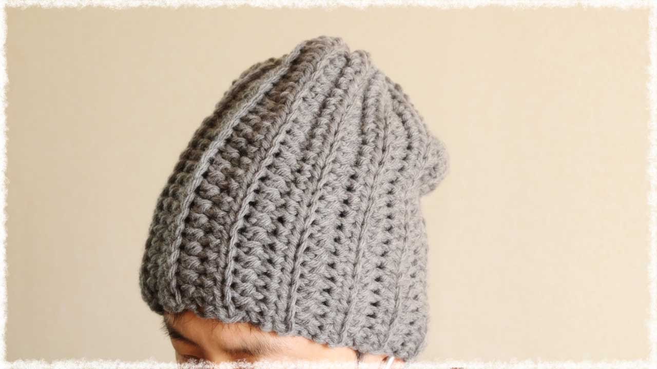 かぎ編み 簡単帽子の編み方 作り方 Diy Easy Crochet Beanie Hat Like Ribbed Knit Youtube