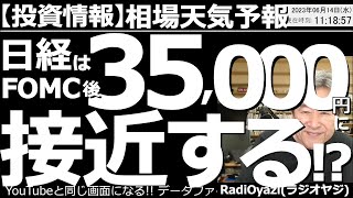 【相場天気予報(わかりやすい投資情報)】米CPIでインフレの鈍化が示されたことで市場に安心感が広がり、米株が上昇。日経平均は、年初から30％上昇して33,500円に到達した。相場にはさすがに過熱感が。