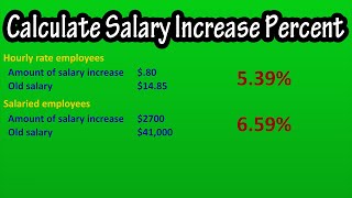 how to calculate, find salary and hourly pay increase percentage - percent increase in pay, salary