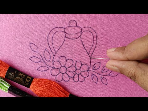 HAND EMBROIDERY : Beautiful kettle Design Hand Embroidery Tutorial Easy Idea // Needle Work Hacks