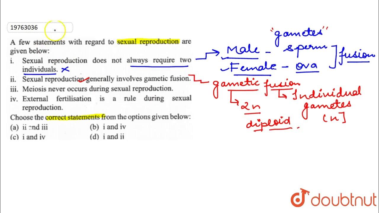 A few statements with regard to sexul reproduction are given below : i