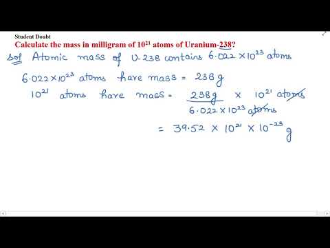 Calculate the mass in milligram of 10^21 atoms of Uranium-238?