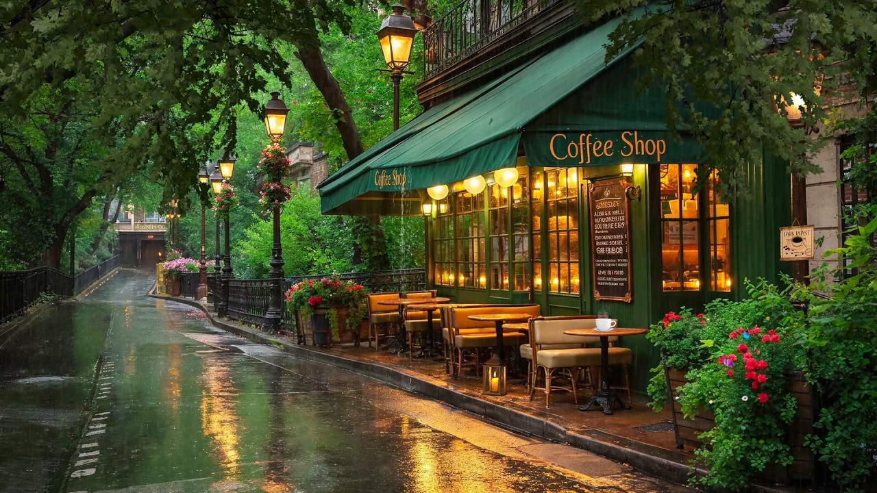 Rainy Day Street Café Jazz ☕ Soft Jazz at a Rainy Coffee Shop for a Relaxing Mood