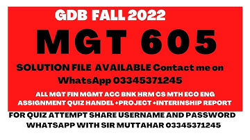 MGT 605 GDb solution fall 2022