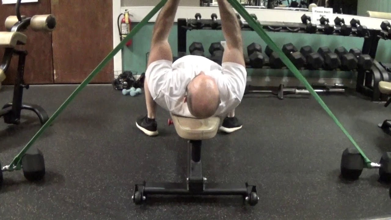 Chest Flat Bench Dumbbell Flys With Resistance Bands Youtube